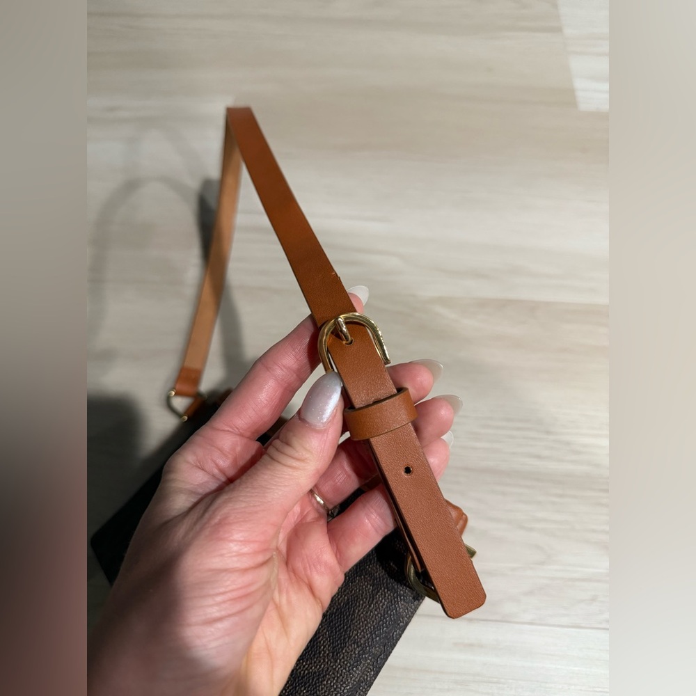 Michael Kors Dark Brown MK Logo Belt Bag with Tan Strap - Picture 4 of 4